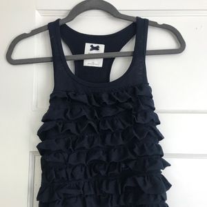 Navy ruffled tank
